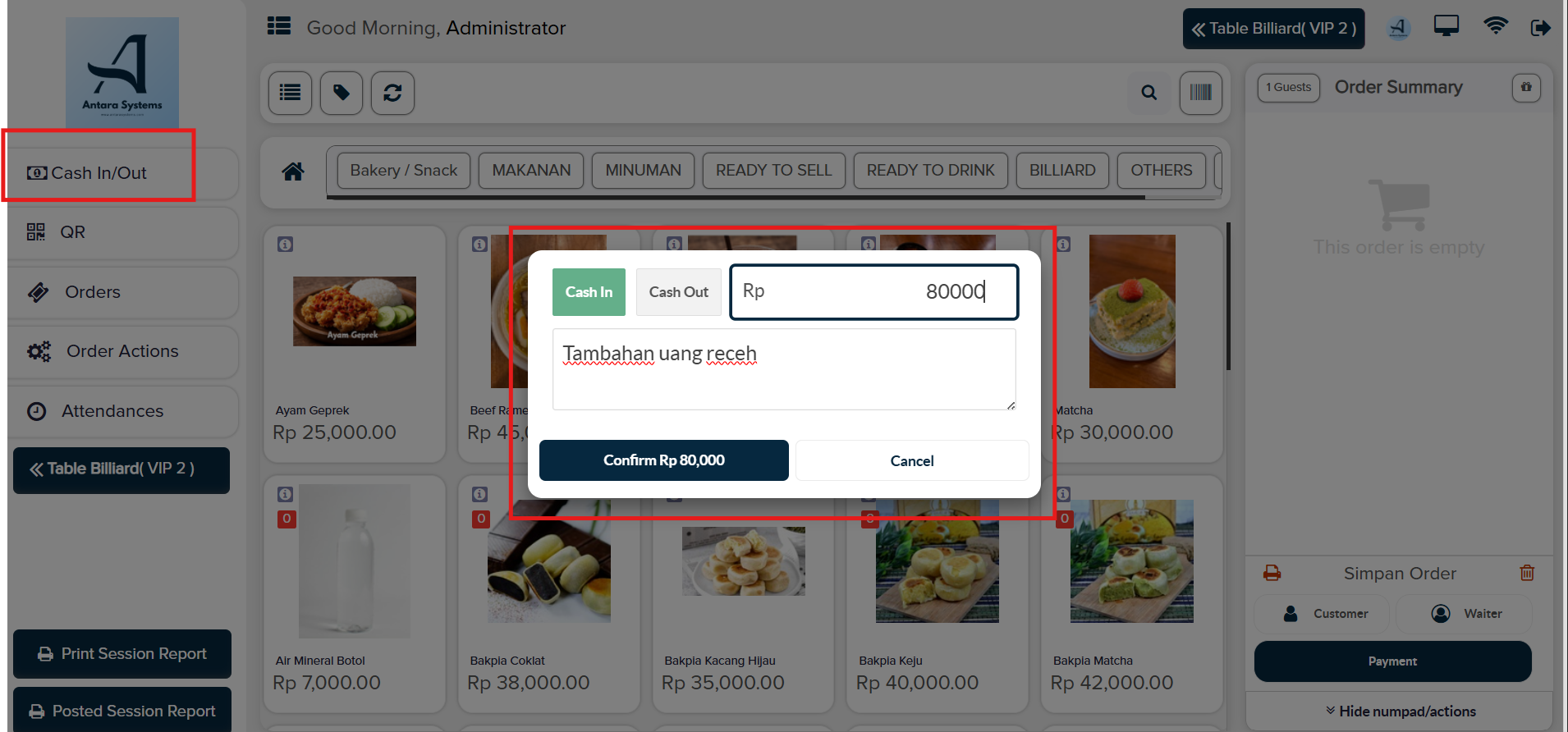 Kemudian klik: Confirm Rp 80.000, seperti gambar di bawah ini: 