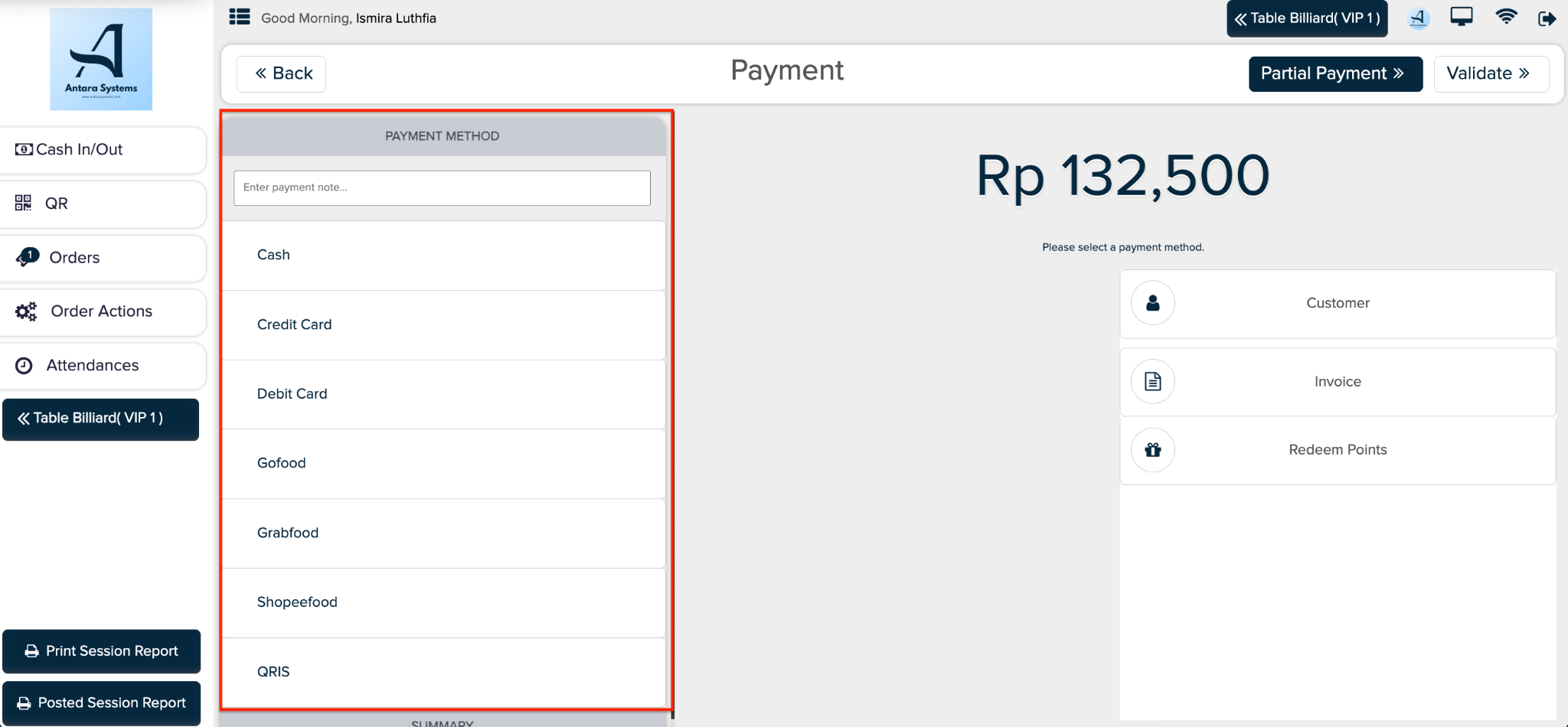 Tangkapan layar panduan Antara Systems