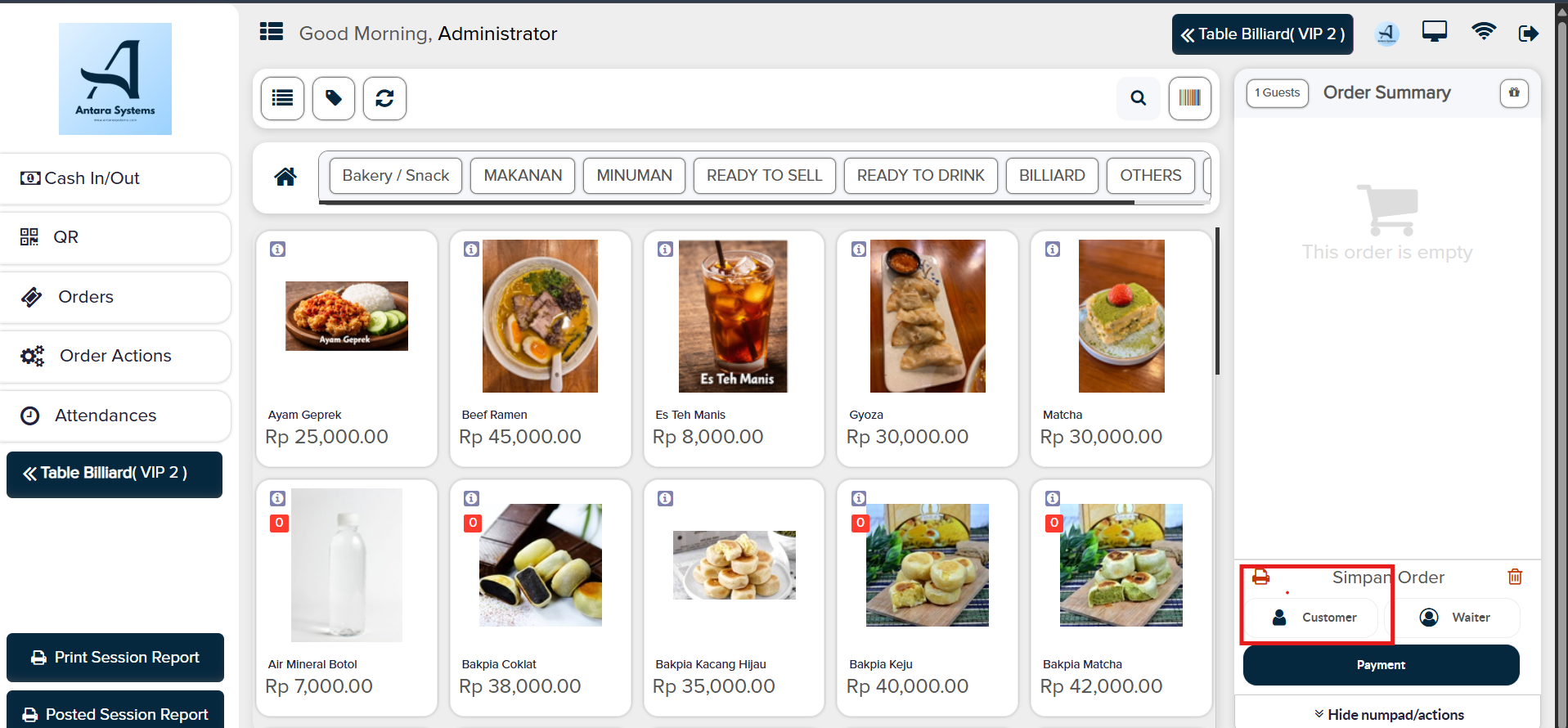 Klik tombol Customer di bagian bawah kanan, lalu akan muncul tampilan untuk menginput data (form customer). lihat area berwarna merah…