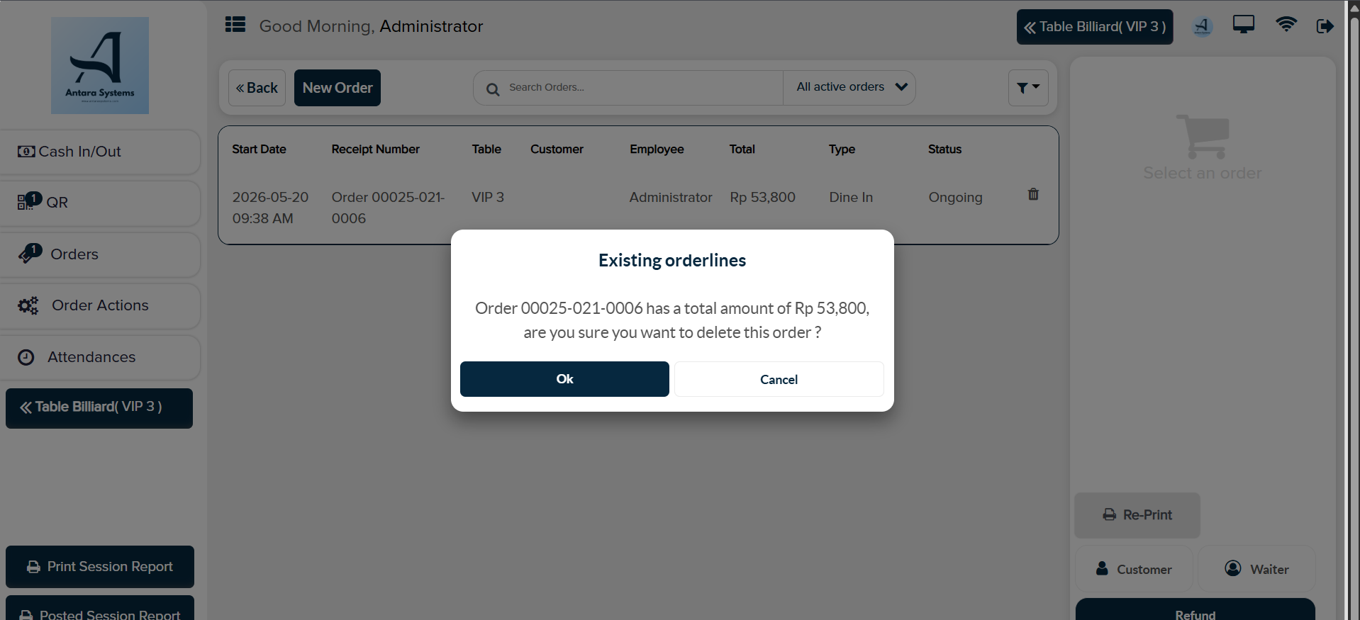 Setelah itu akan muncul Pop Up “Are you sure You Want Delete This Order” lalu tekan tombol OK