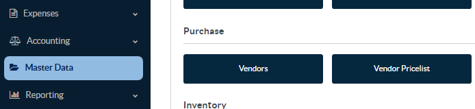 Masuk ke Master Data , cari Modul Purchase
