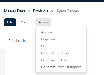 Klik tombol action yang terletak di atas sebelah tombol create lalu klik duplicate