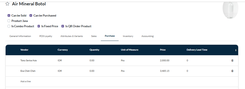 Cara lain untuk menginput daftar harga vendor/pemasok adalah pengguna dapat langsung menginputnya di dalam master data > product > pilih…